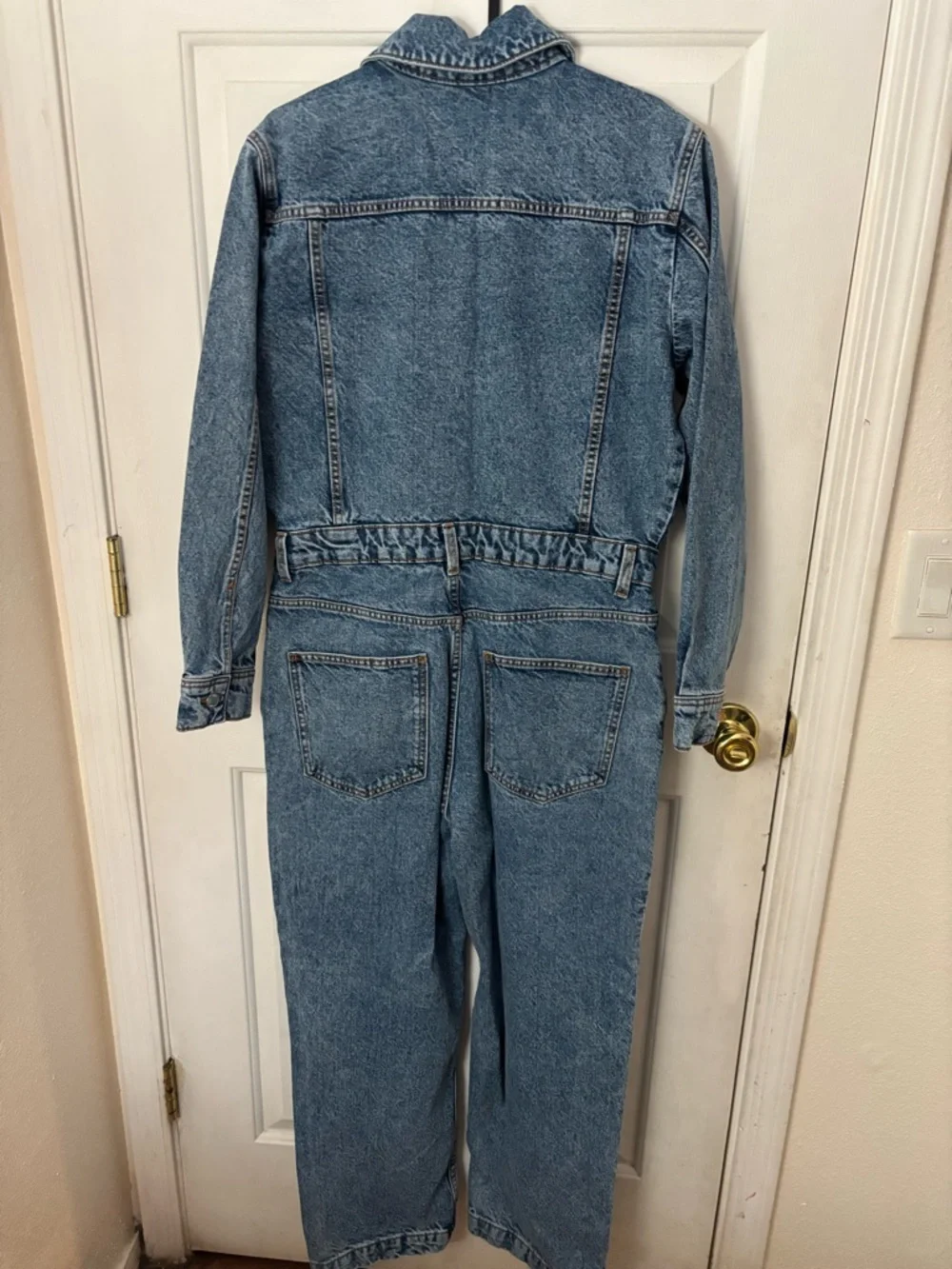ZARA Light Wash Denim Jumpsuit - Picture 2 of 4